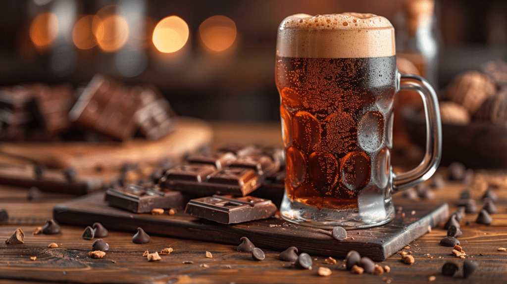 Artistic picture with beer and chocolate